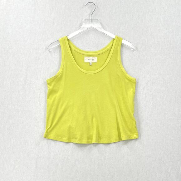 THE GREAT The Sport Tank Womens 0 LIme Zest Green Cropped Relaxed Cotton Scoop - Picture 4 of 15